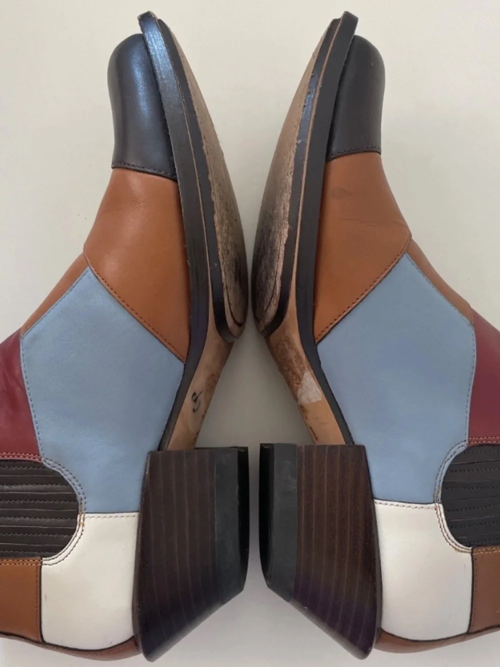 Coach Leather Patchwork Bandit Shoe Cropped Cowboy Boot 5B